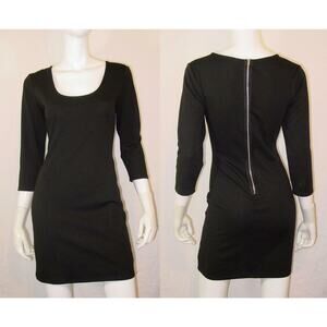 Sexy Zipper Back Raven Black LBD Body Con Dress M